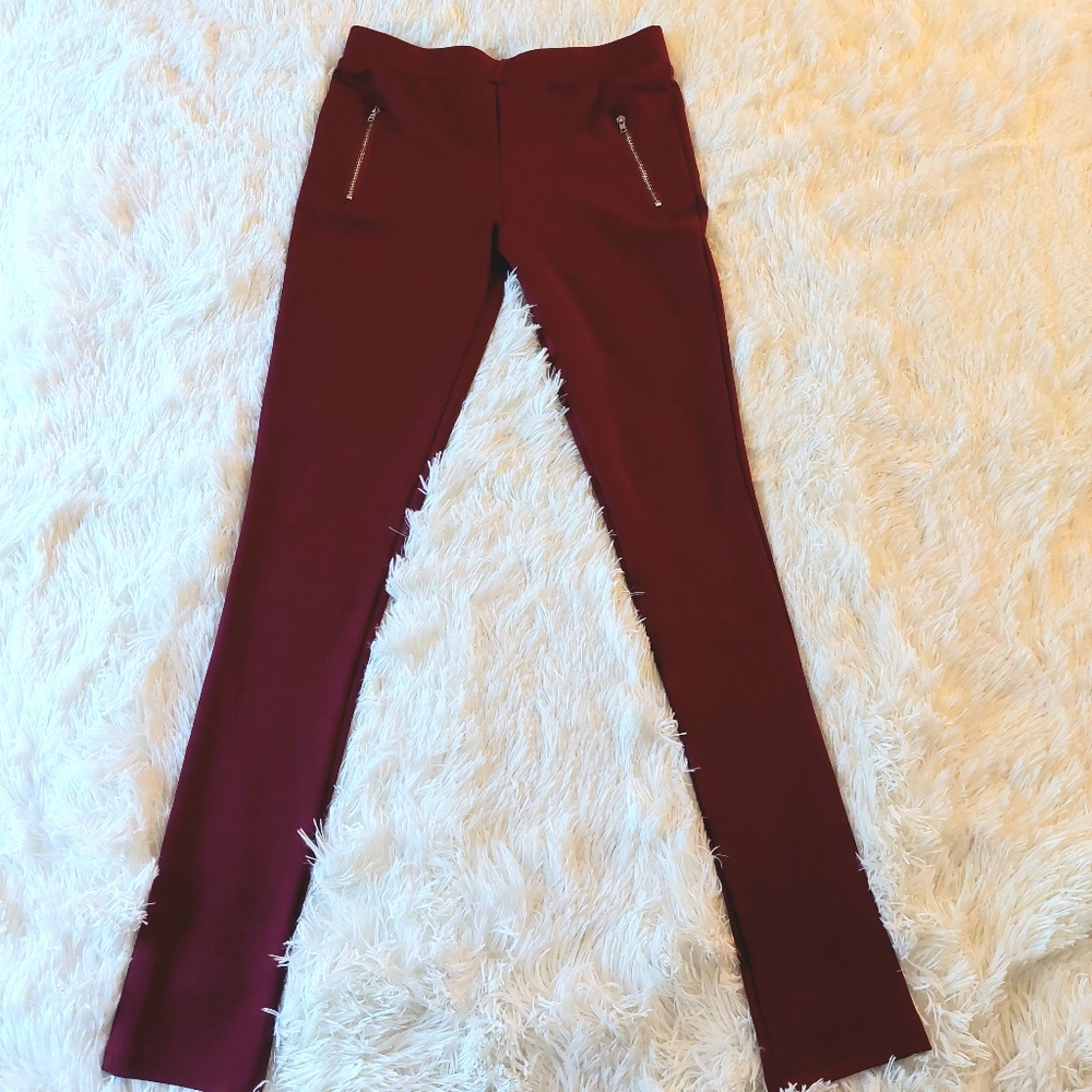 Twenty4 Slim Ponte Pants in Burgundy (Girls 13-14)
